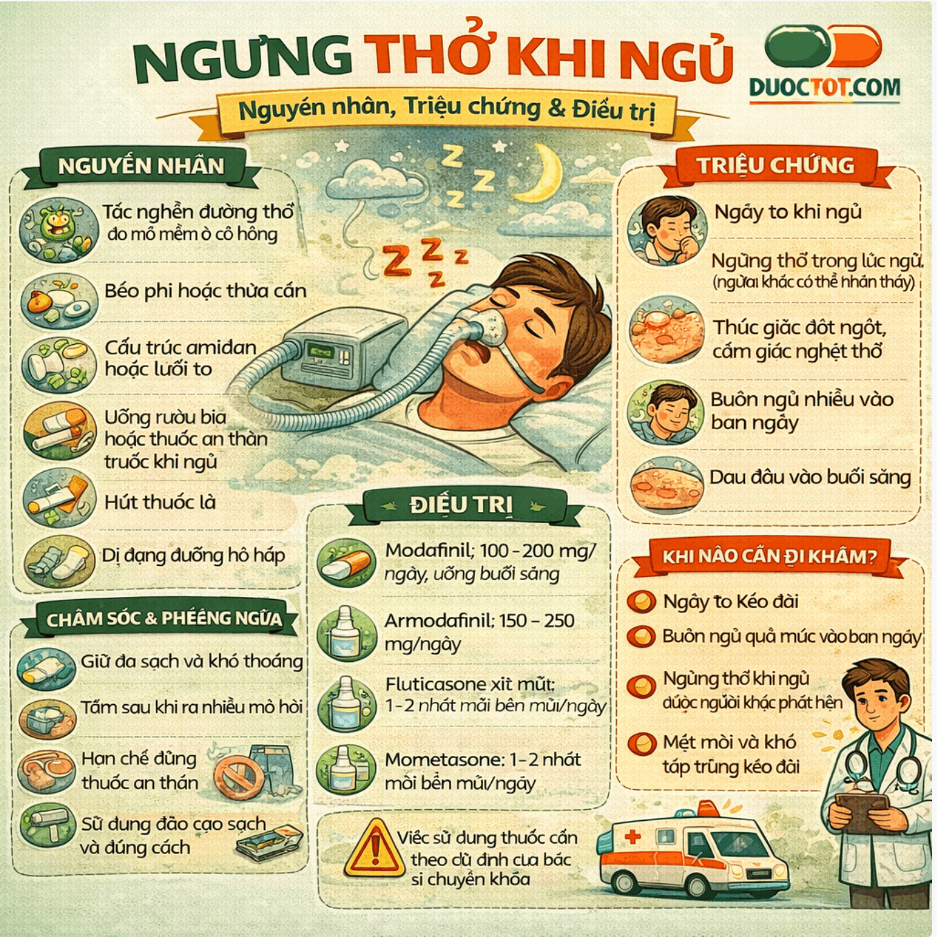 NGUYÊN NHÂN & CÁCH ĐIỀU TRỊ NGƯNG THỞ KHI NGỦ